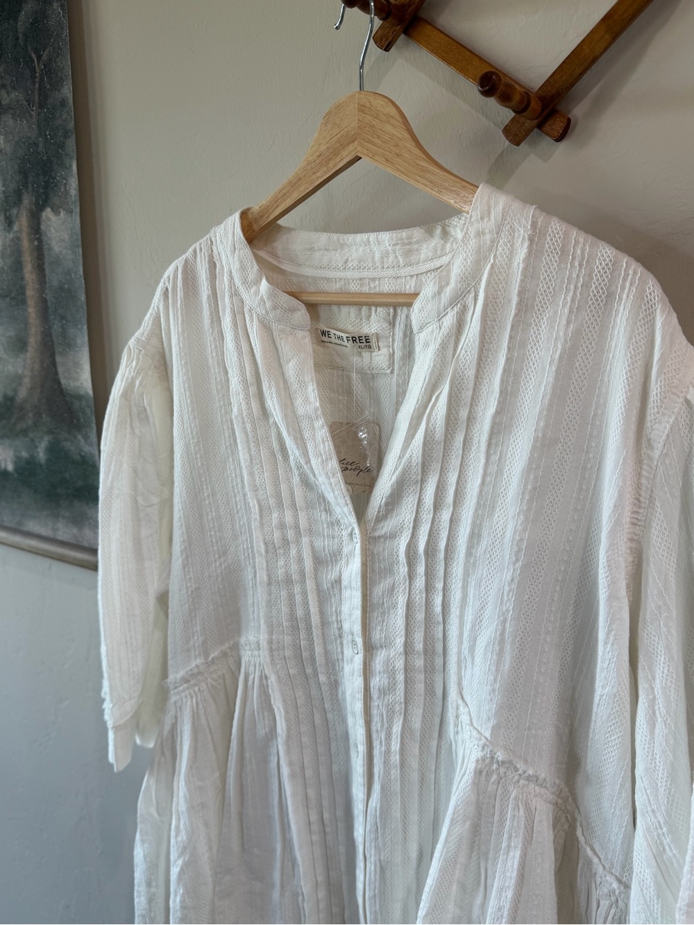 We The Free Cream Pintuck Button-Front Blouse - Picture 7 of 8